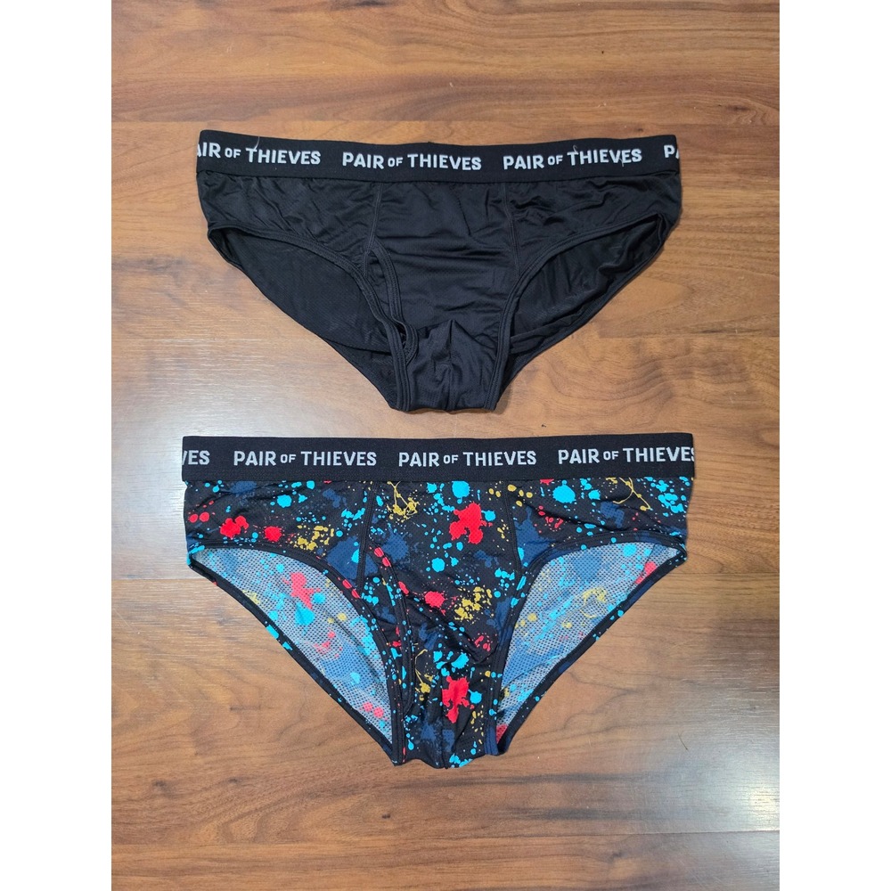 Brand New Pair of Thieves Briefs Size Large Black Splatter 2 Pack Underwear